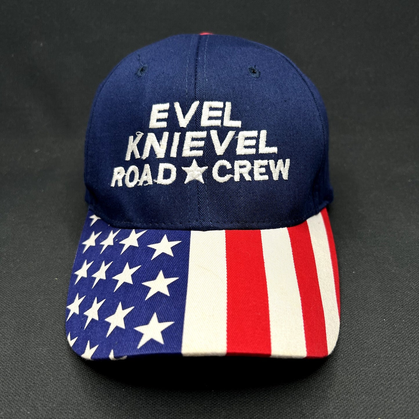 Y2K Evel Knievel Road Crew American Flag Strapback Hat