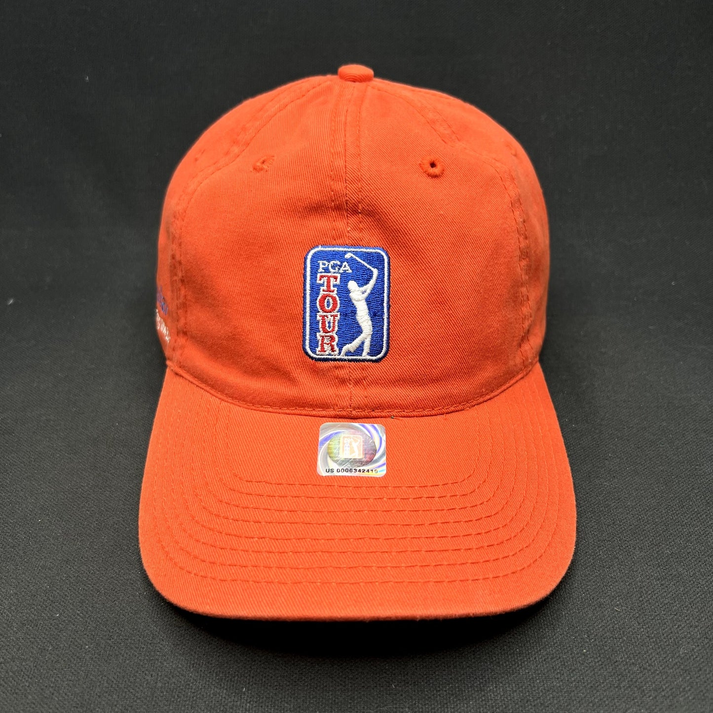 Vintage PGA Tour Logo Strapback Hat Orange The Game Golf Dad Cap Adjustable