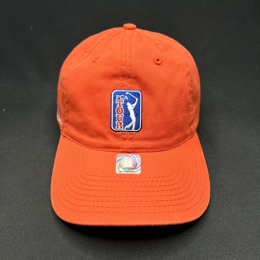 Vintage PGA Tour Logo Strapback Hat Orange The Game Golf Dad Cap Adjustable