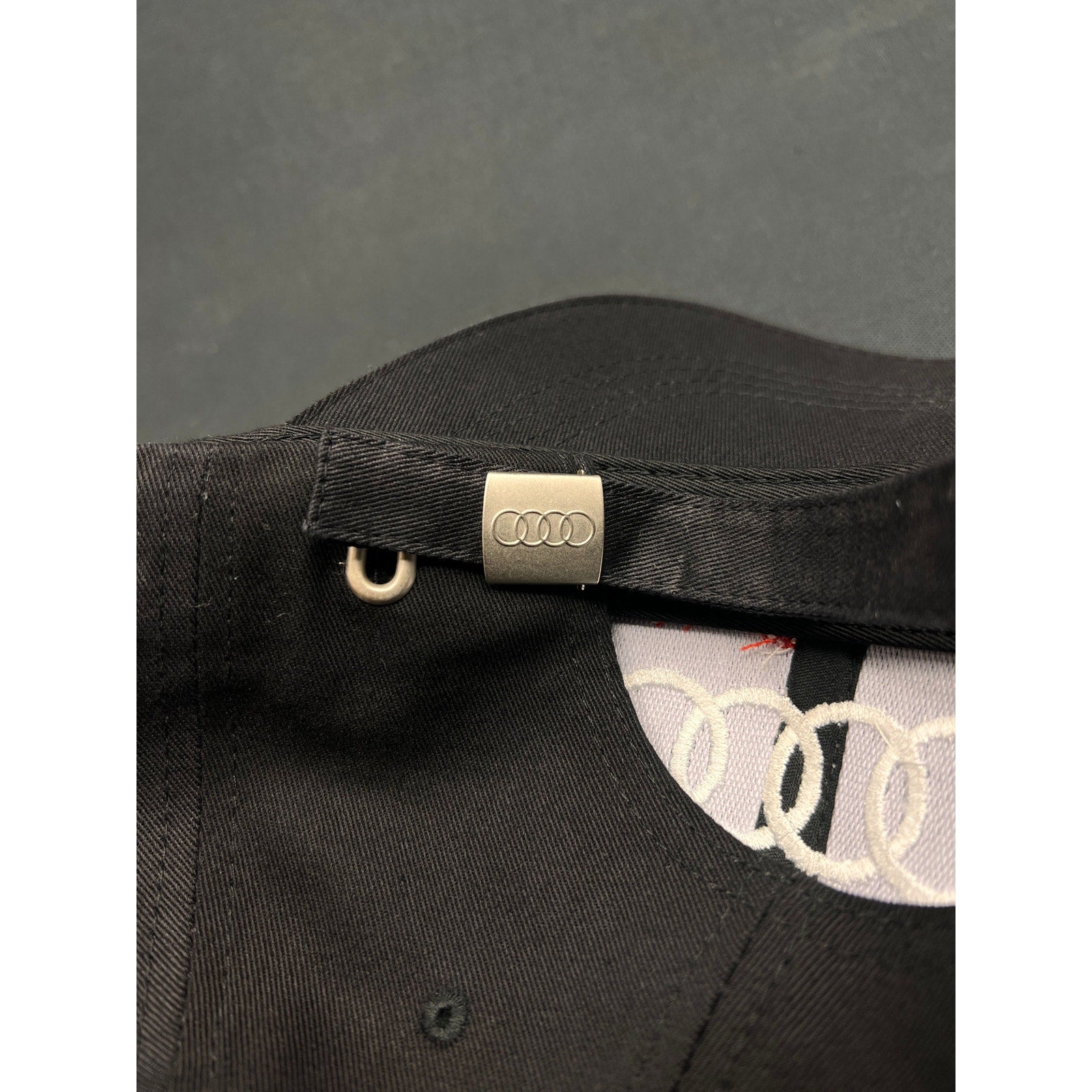 Audi Automotive Rings Logo Hat Black Twill Strapback Metal Clasp OEM Promo