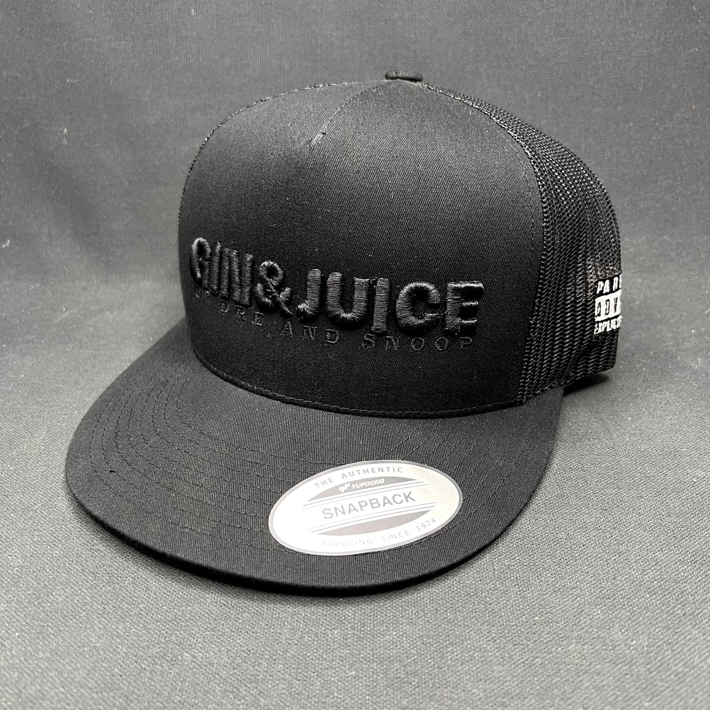 Gin & Juice Trucker Snapback Hat Black Yupoong Mesh Cap