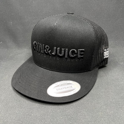 Gin & Juice Trucker Snapback Hat Black Yupoong Mesh Cap
