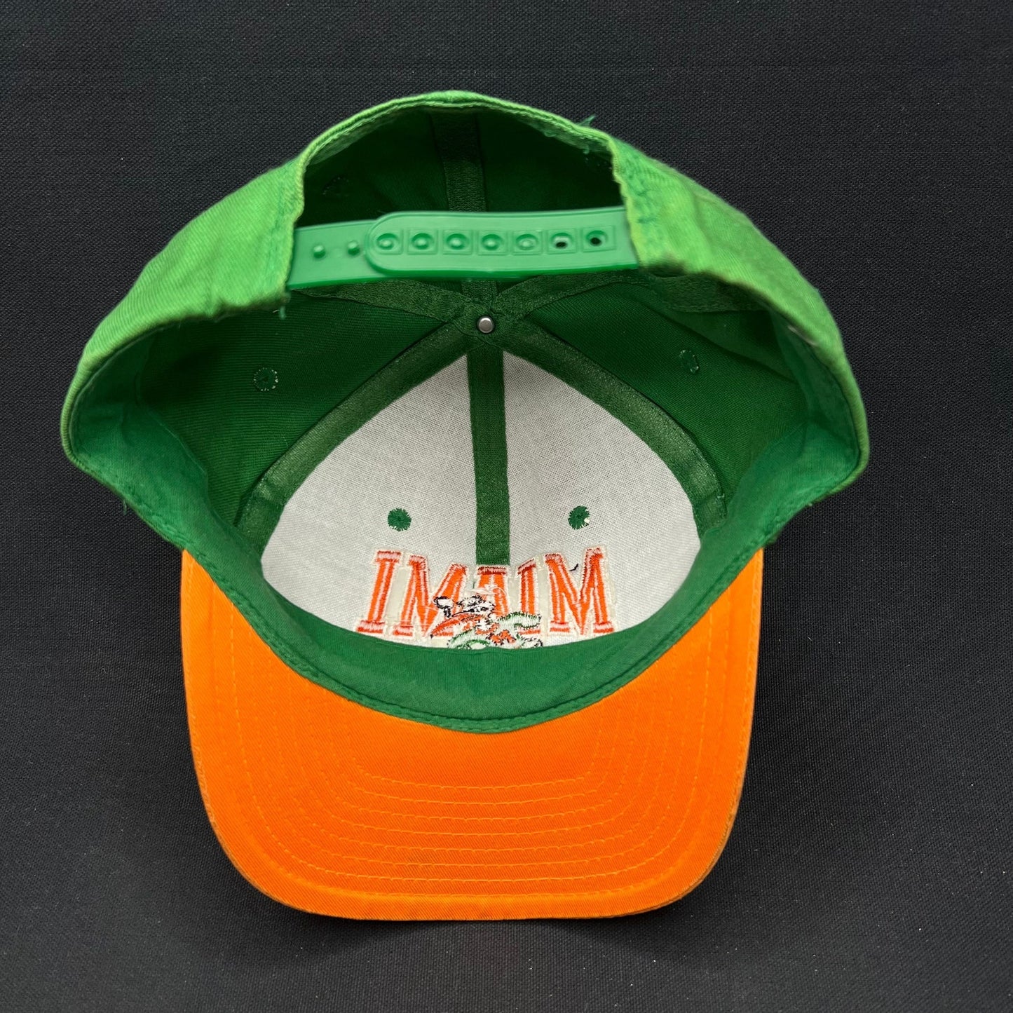 Vintage Miami Hurricanes Split Color Snapback Hat Mascot Logo