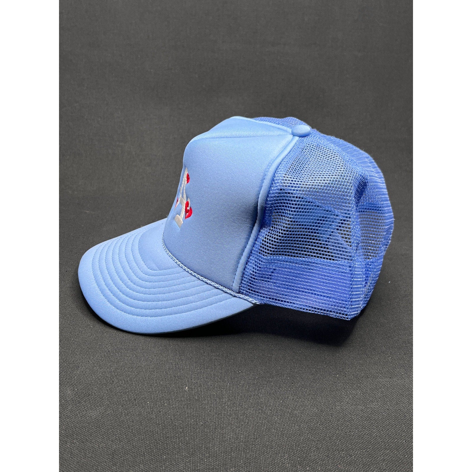 Y2K LA Dodgers Light-Blue Trucker Hat with Heart Embroidery – Sun Cap