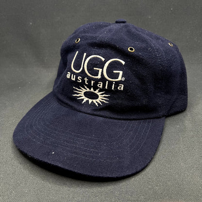 Vintage UGG Australia Strapback Hat Navy Blue Embroidered Logo Cotton Adjustable
