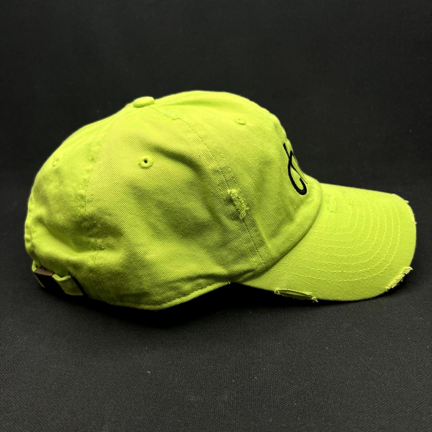 KBETHOS “CHAT” Distressed Strapback Hat Neon Green