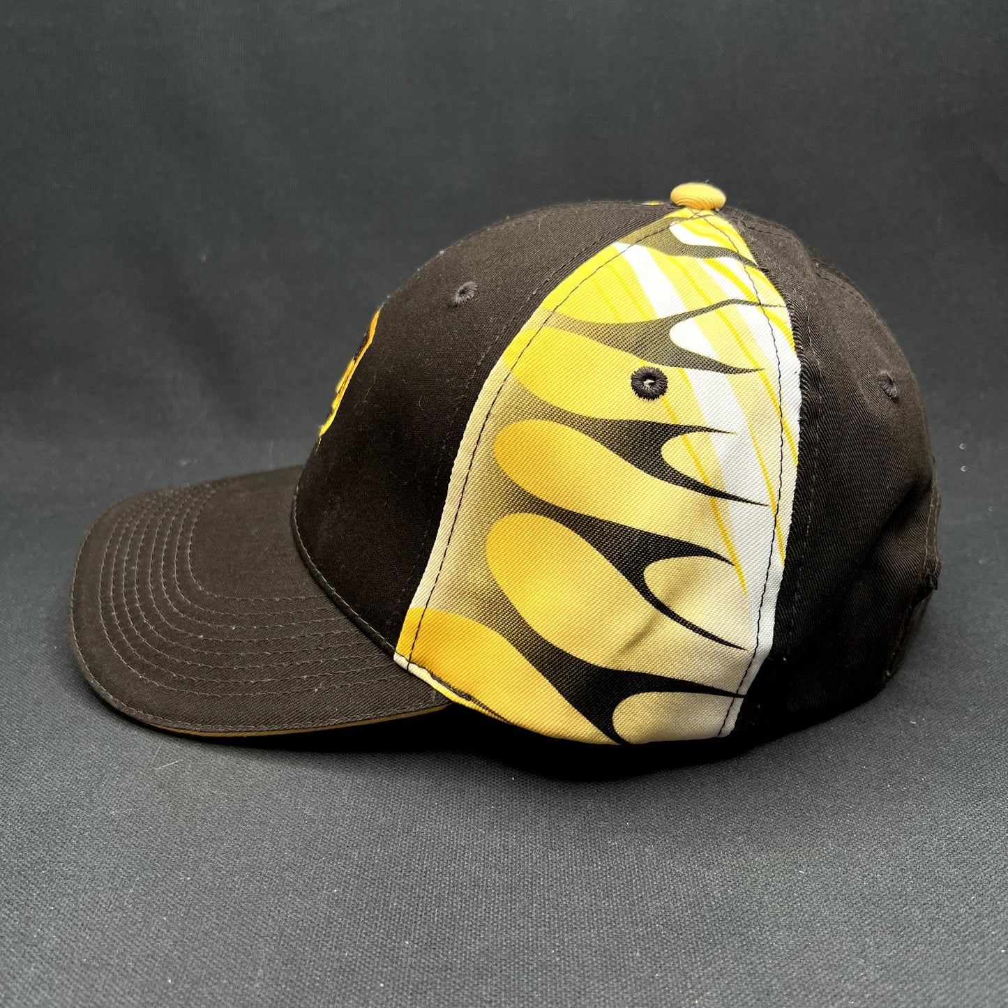 Vintage UPS Strapback Hat Brown Yellow Flame Side Panels Cap