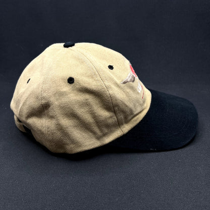 Vintage Clay Lacy Aviation Strapback Hat Tan Black Pilot Airport Cap
