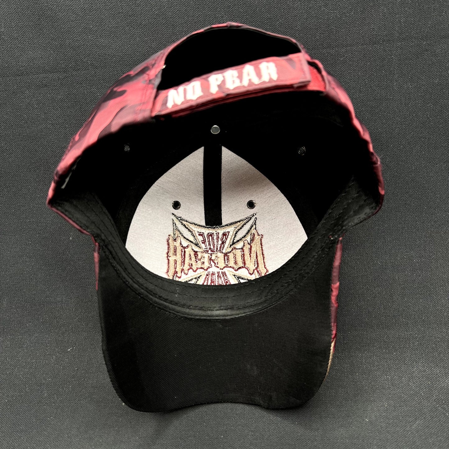 Y2K No Fear Ride Hard Flame Camo Strapback Hat Black Eagle Cap