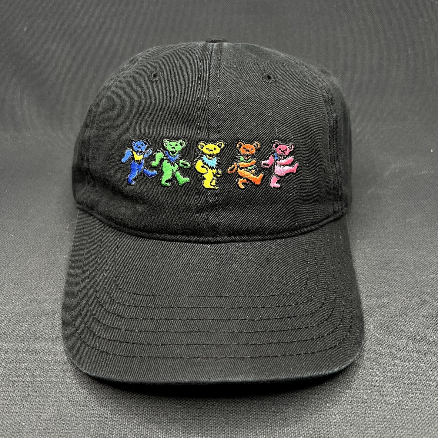 Grateful Dead Dancing Bears Strapback Hat Black Stealie Tag