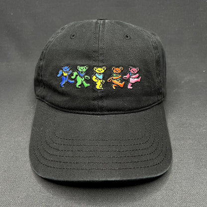 Grateful Dead Dancing Bears Strapback Hat Black Stealie Tag