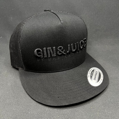 Gin & Juice Trucker Snapback Hat Black Yupoong Mesh Cap
