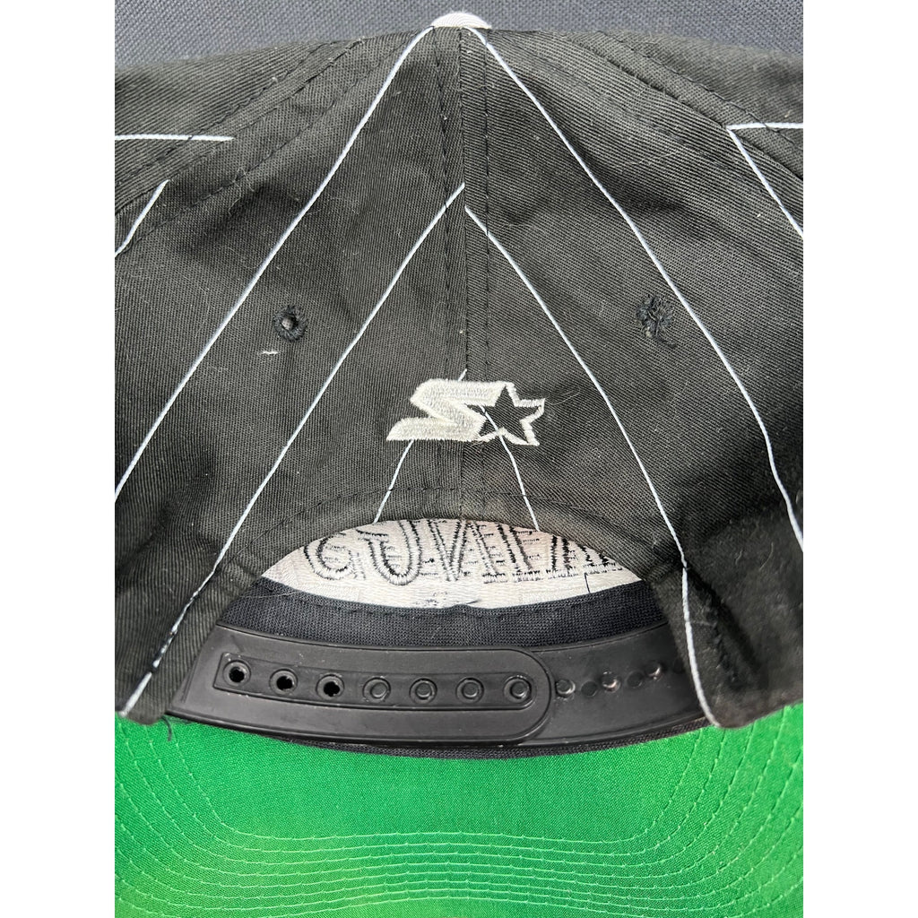 Vintage LA Kings 90's Starter NHL Snapback Hat Black Pinstripe Gray Brim Korea