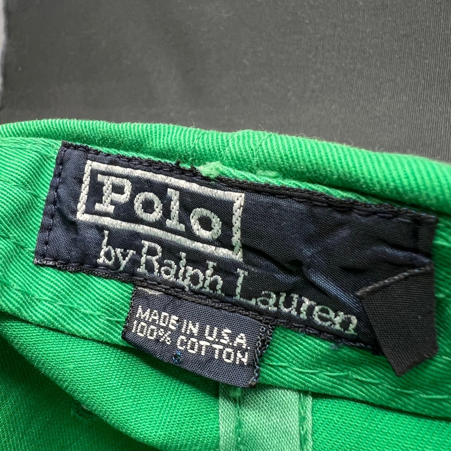 Small Vintage Polo Ralph Lauren Script Logo Green Fitted Hat USA