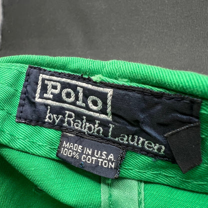 Small Vintage Polo Ralph Lauren Script Logo Green Fitted Hat USA