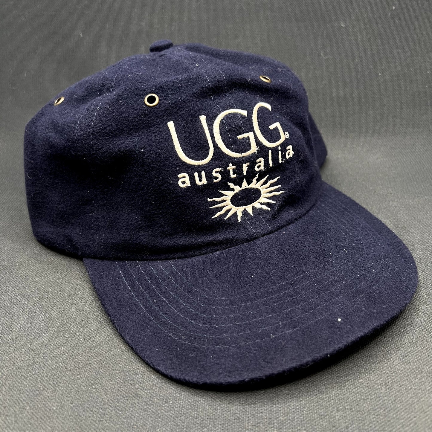 Vintage UGG Australia Strapback Hat Navy Blue Embroidered Logo Cotton Adjustable