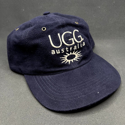 Vintage UGG Australia Strapback Hat Navy Blue Embroidered Logo Cotton Adjustable