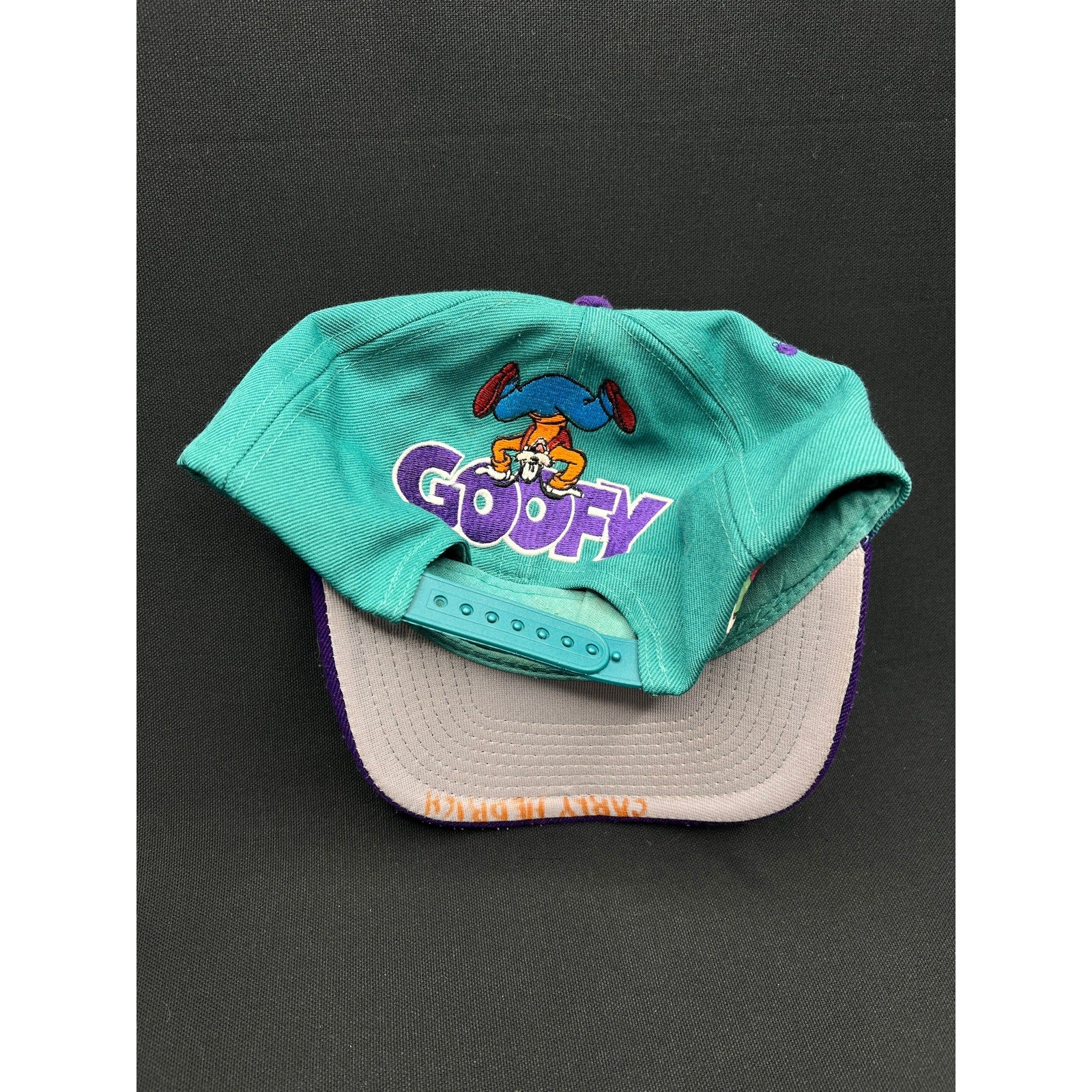 Vintage 1990s Goofy “G” Hat – Teal & Purple Snapback by Mickey Unlimited (Disney)