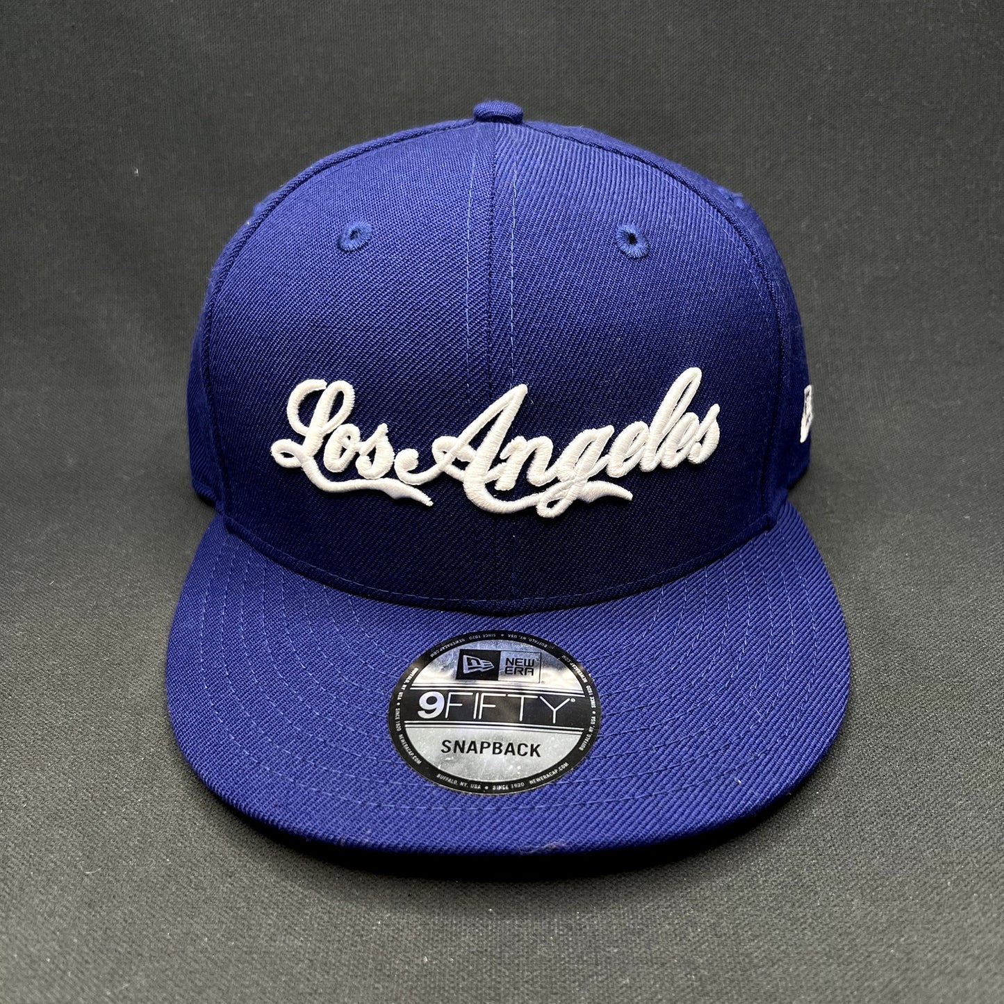Los Angeles Dodgers Script Logo New Era 9FIFTY Snapback Hat Royal Blue MLB NWT