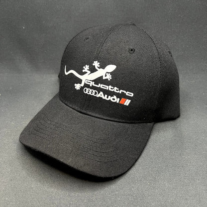 Audi Quattro Gecko Strapback Hat Black Adjustable VW Volkswagen Motorsport