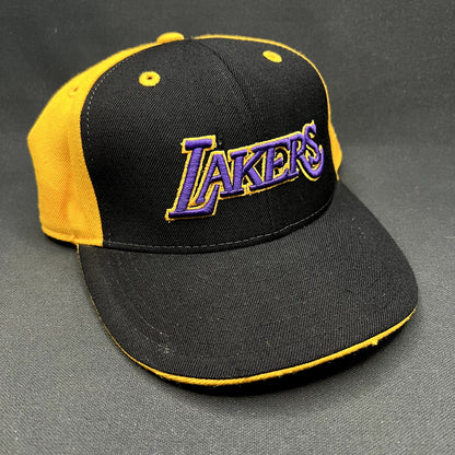 Vintage Reebok Los Angeles Lakers Fitted Hat 7 3/8 NBA Black Gold