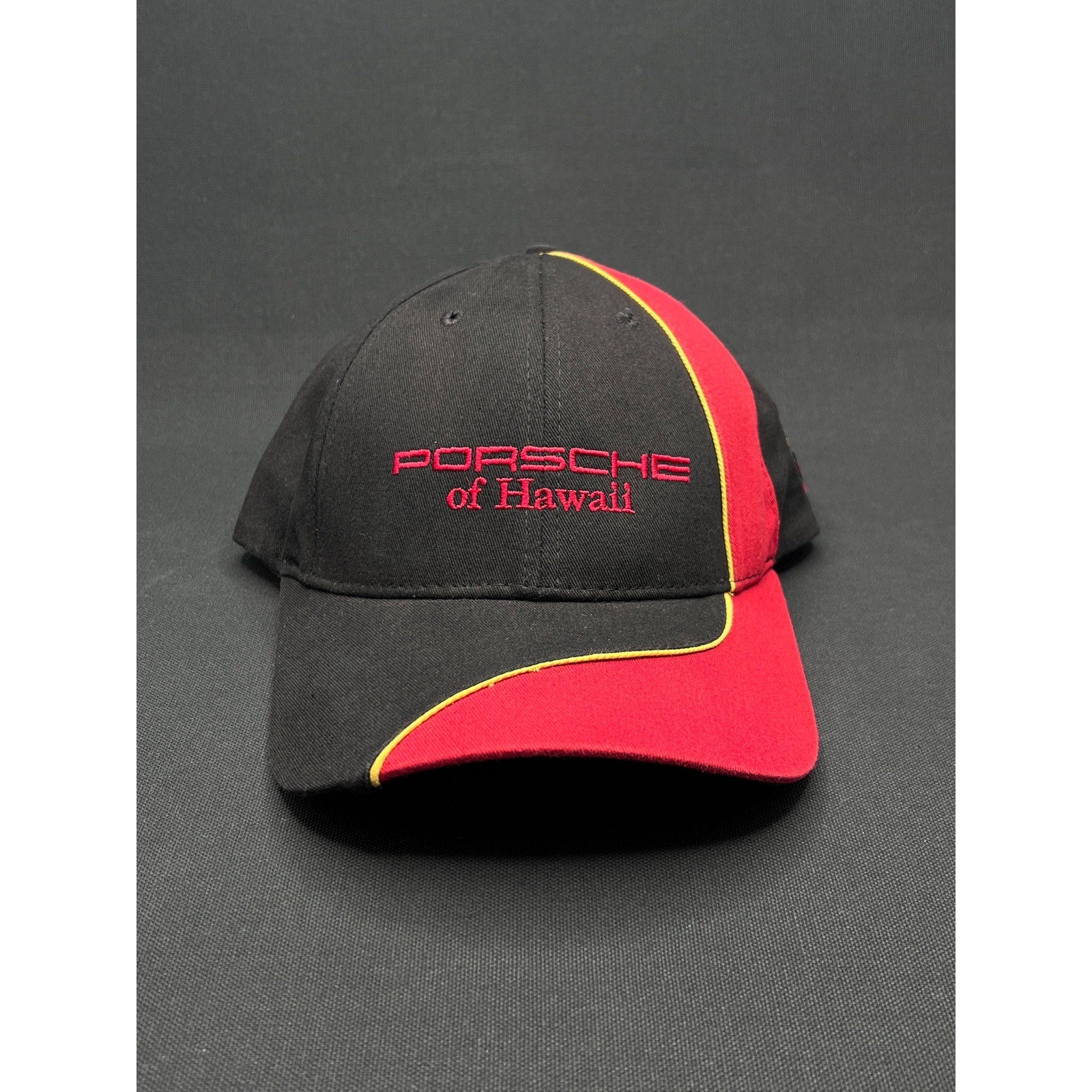 Porsche of Hawaii Vintage Strapback Hat Black Red Dealer Promo