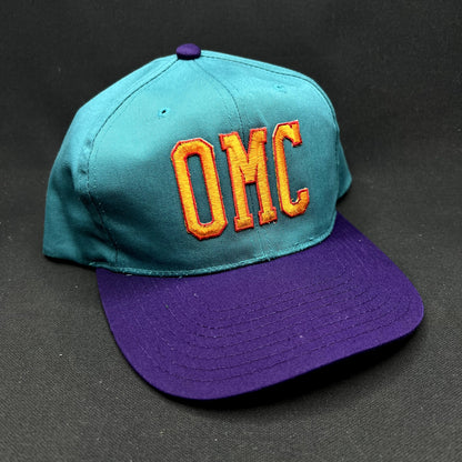 Vintage OMC Snapback Hat Headmaster Teal Purple 90s Outdoor Marine Corp