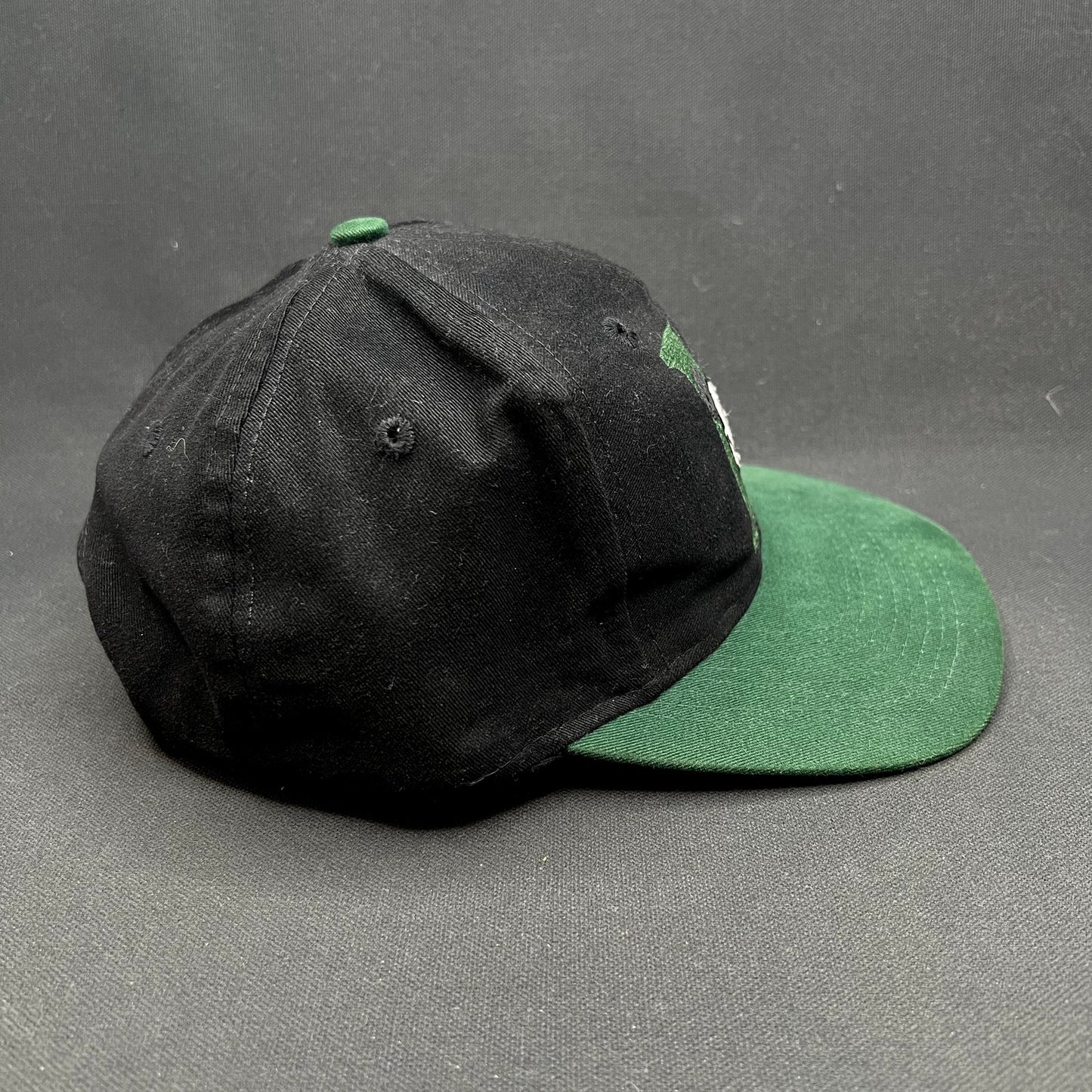 Vintage 90s Disney Store Mickey Mouse M Logo Snapback Hat Black Green Cap