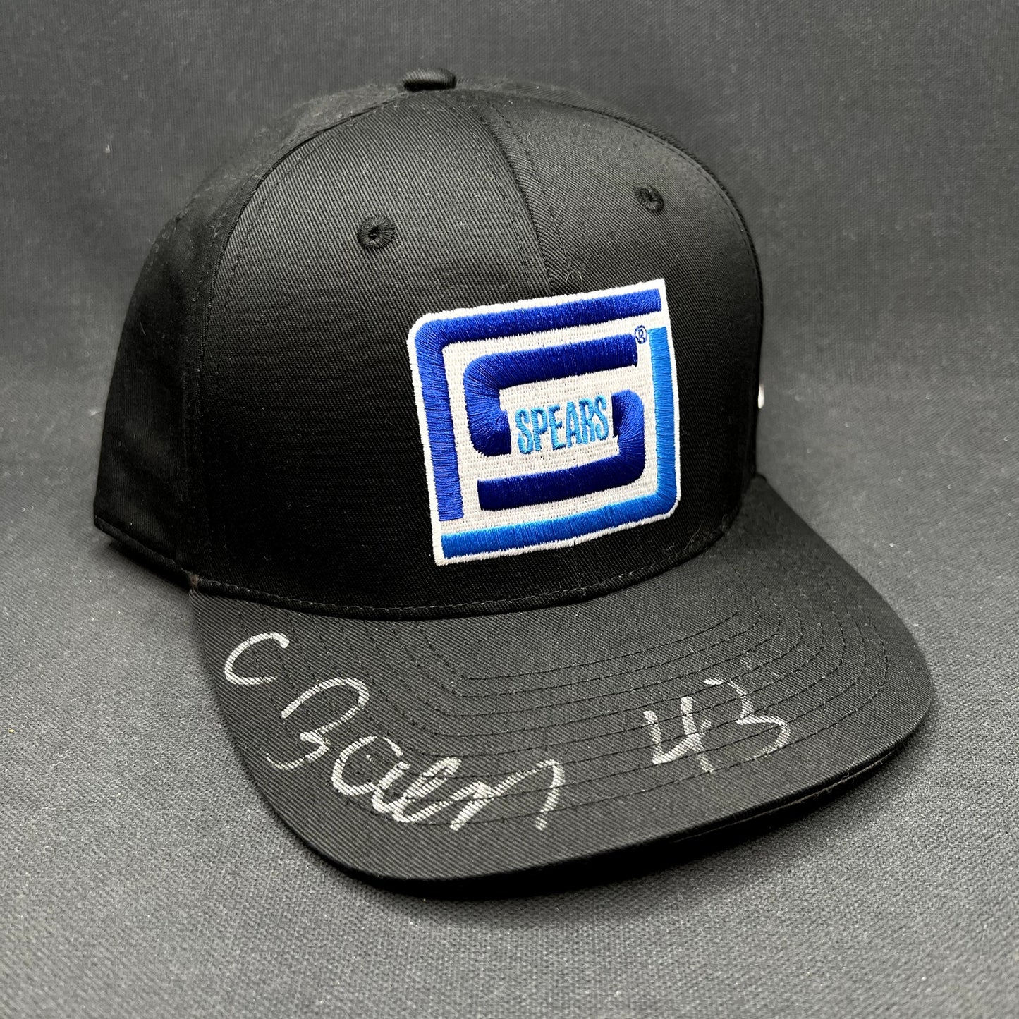 Vintage Spears Racing Snapback Hat Autographed Black Blue Cap