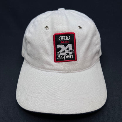 Vintage Audi 24 HRS of Aspen Strapback Hat White Racing Cap
