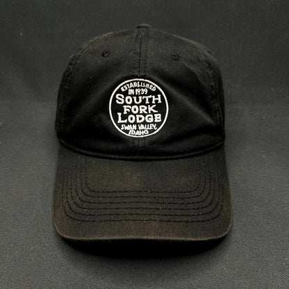 South Fork Lodge Swan Valley Idaho Strapback Hat Black Fly Fishing Resort Cap