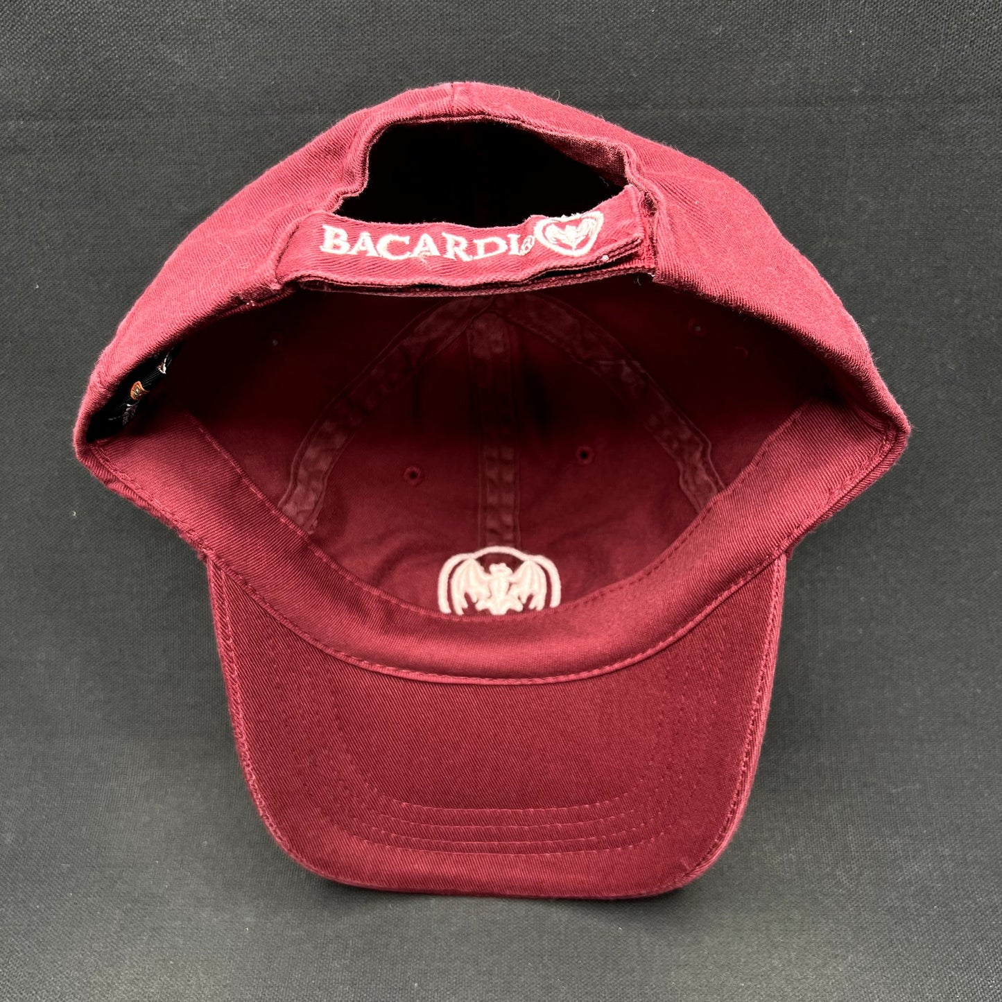 Vintage Bacardi Bat Logo Burgundy Strapback Hat 100% Cotton Adjustable Cap