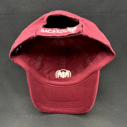 Vintage Bacardi Bat Logo Burgundy Strapback Hat 100% Cotton Adjustable Cap