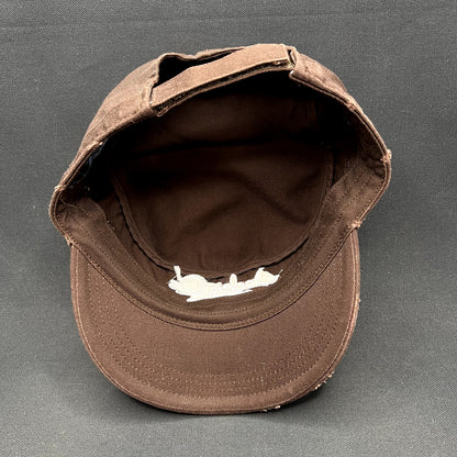 Vintage Jackie’s Athens Ohio Distressed Military Style Cap Brown Adjustable Hat