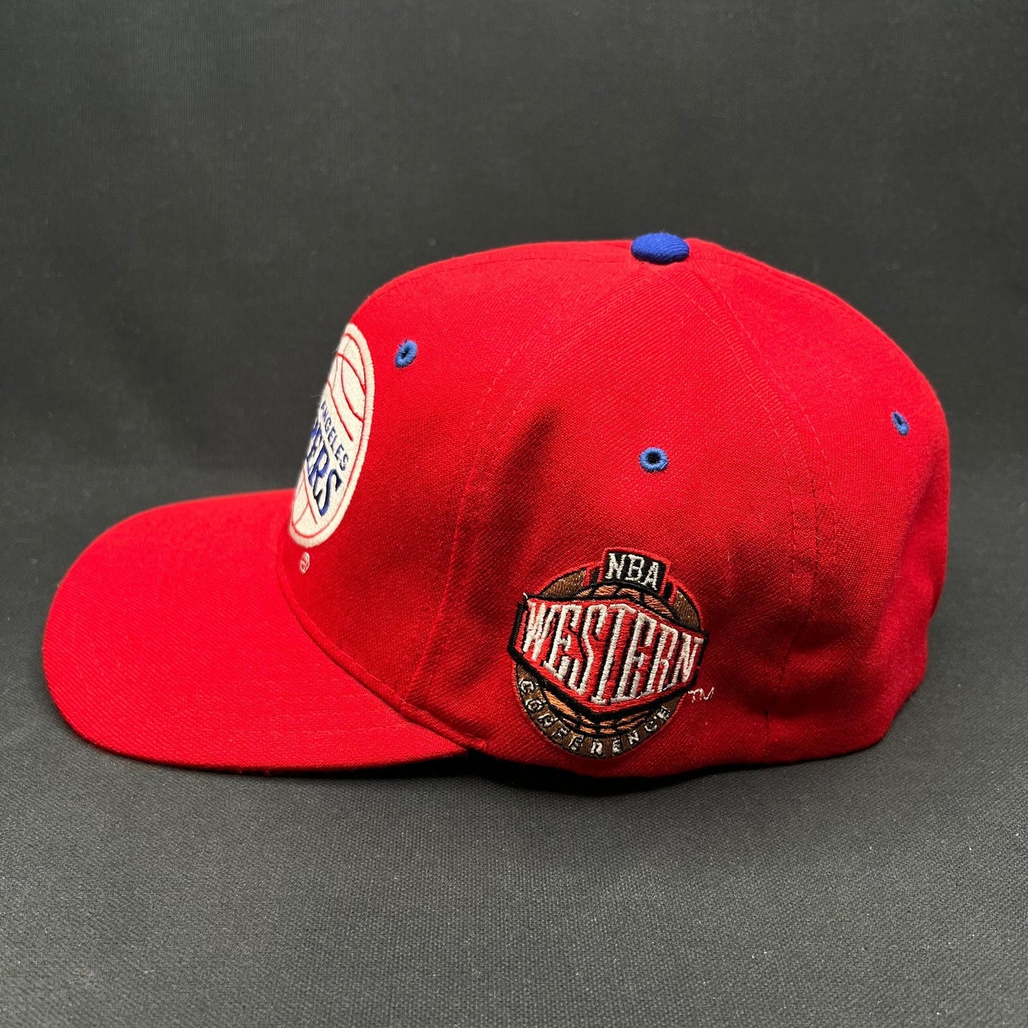 Vintage Starter LA Clippers Snapback Hat Red Script Logo NBA Fitted Hat