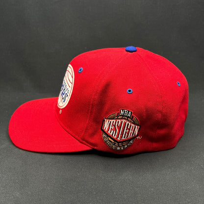 Vintage Starter LA Clippers Snapback Hat Red Script Logo NBA Fitted Hat