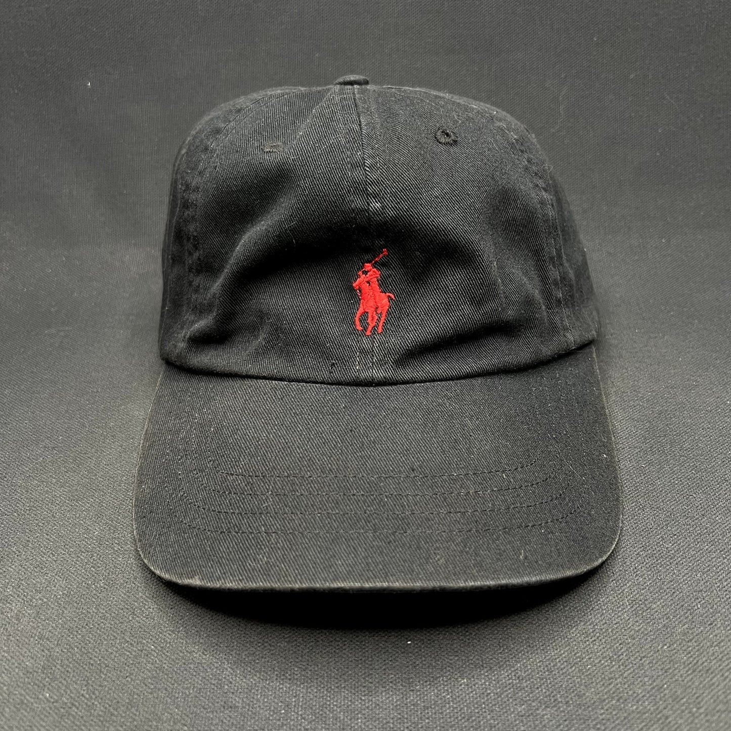 Polo Ralph Lauren Pony Strapback Hat Black Red Logo Adjustable Cap