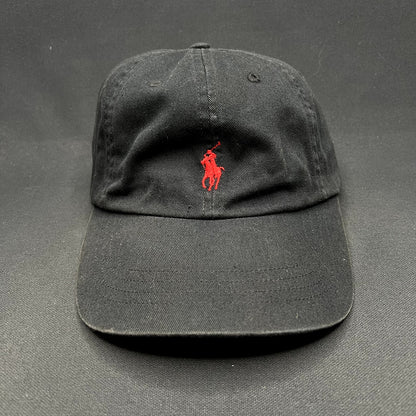 Polo Ralph Lauren Pony Strapback Hat Black Red Logo Adjustable Cap