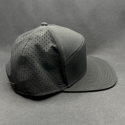 Melin Trenches Hydro Black Snapback Hat Water Resistant Performance Cap