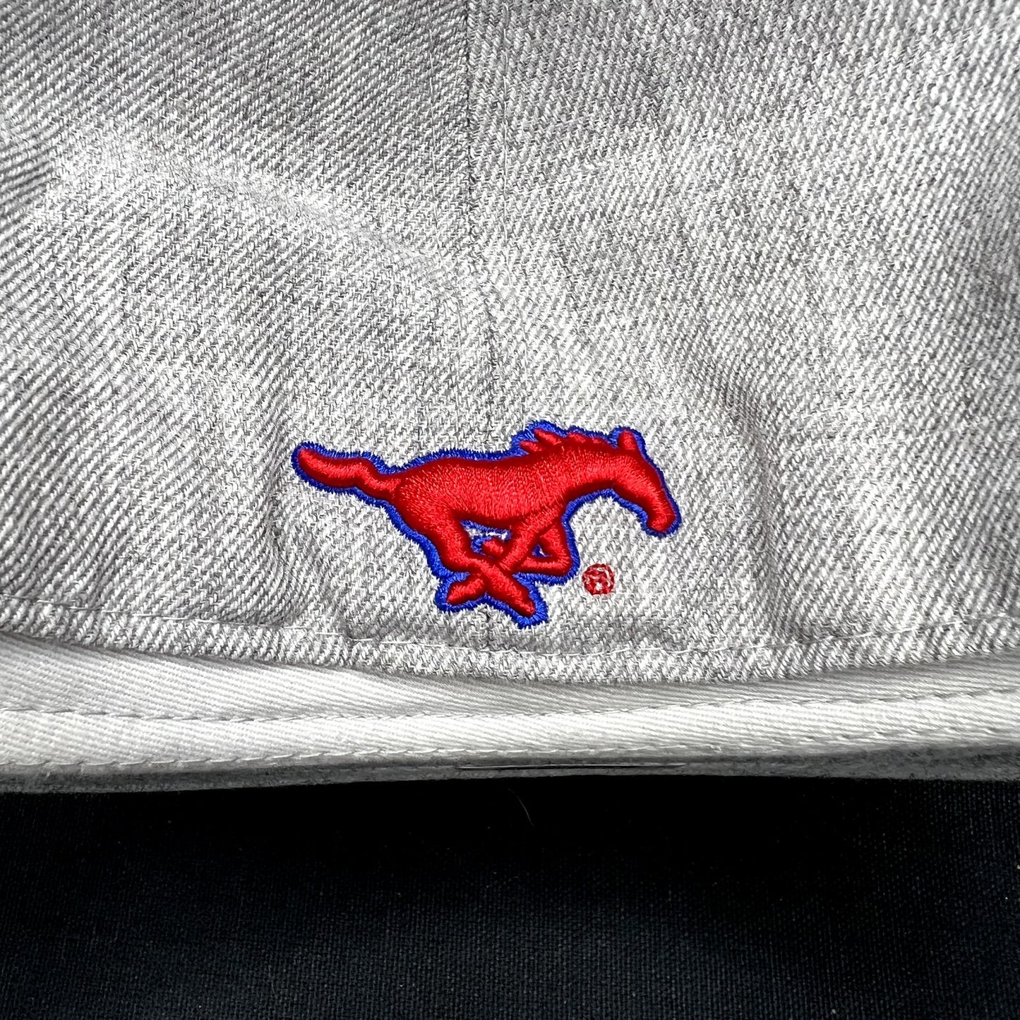 SMU Mustangs Heather Gray Fitted Hat 7 5/8 NCAA W Republic