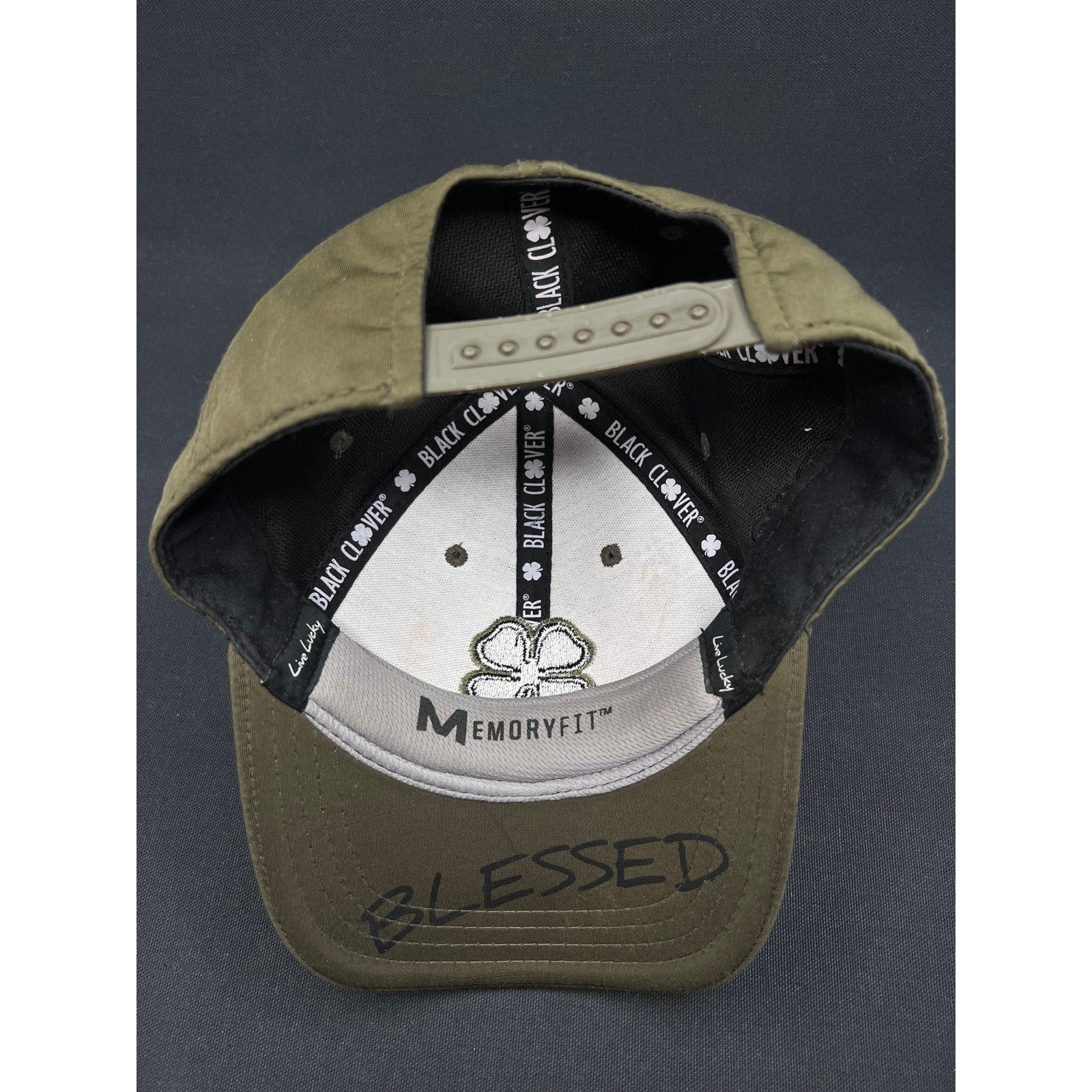 Rare Black Clover Blessed Tony Robbins Hat Olive Black 4 Leaf Snapback 2023
