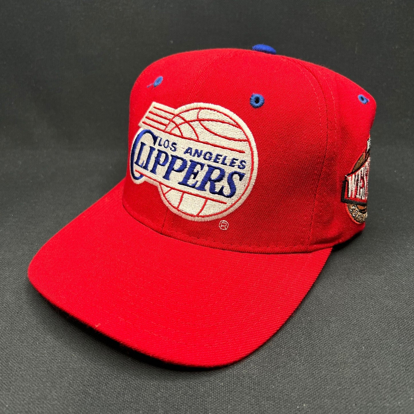 Vintage Starter LA Clippers Snapback Hat Red Script Logo NBA Fitted Hat