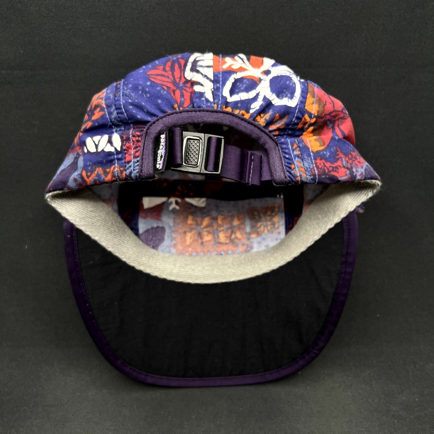 Vintage 1996 Patagonia Spoonbill Cap Purple Tropical Print Strapback USA S