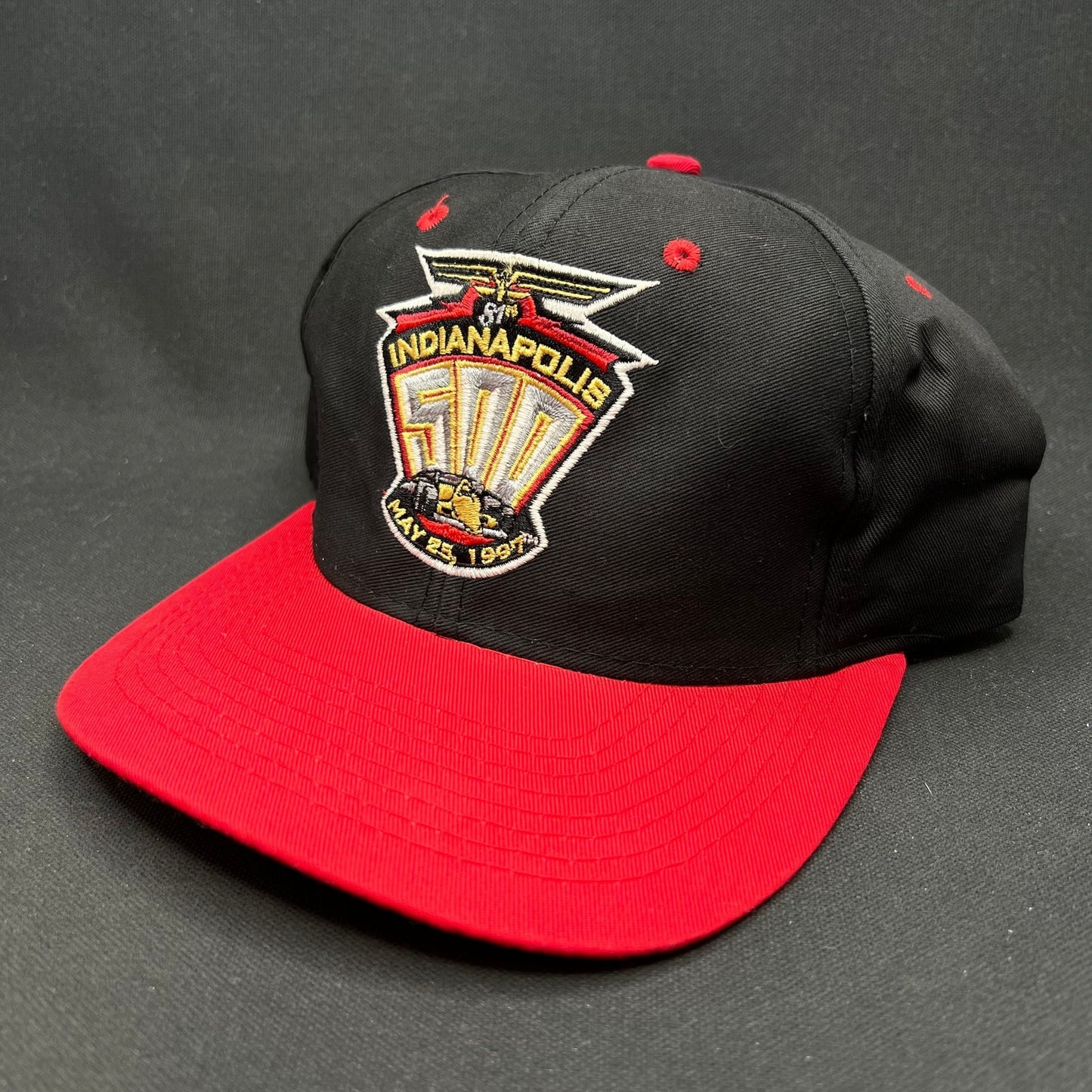 Vintage Indianapolis 500 1997 Snapback Hat Logo 7 Black Red Indy 500