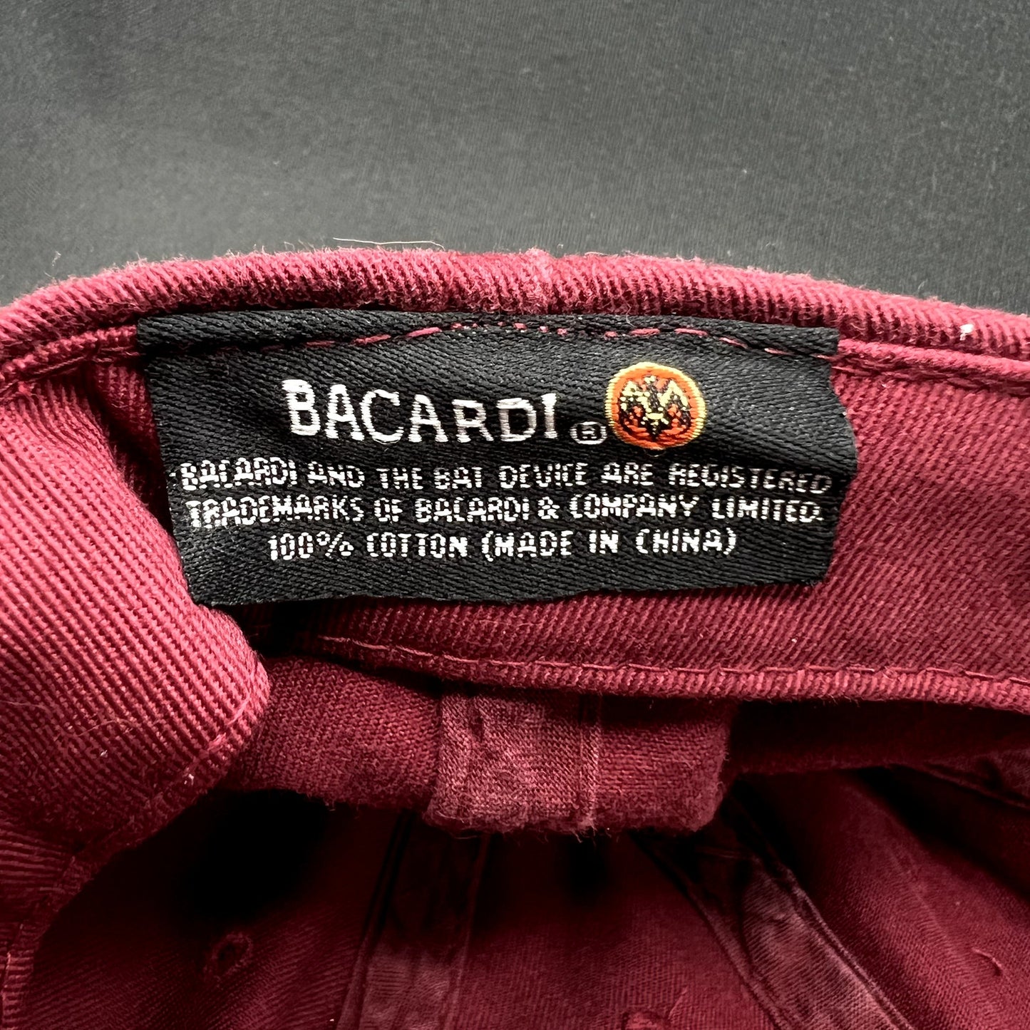 Vintage Bacardi Bat Logo Burgundy Strapback Hat 100% Cotton Adjustable Cap