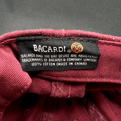Vintage Bacardi Bat Logo Burgundy Strapback Hat 100% Cotton Adjustable Cap