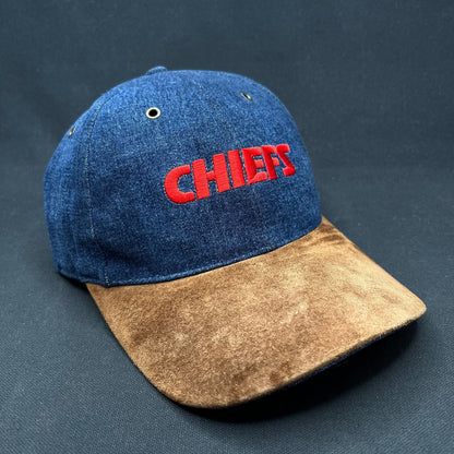 Vintage Kansas City Chiefs Annco Denim Suede Snapback Hat