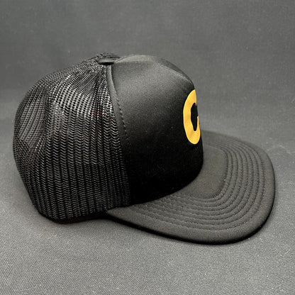 Cloud 10 C10 Otto Trucker Snapback Hat Black Gold Mesh Cap