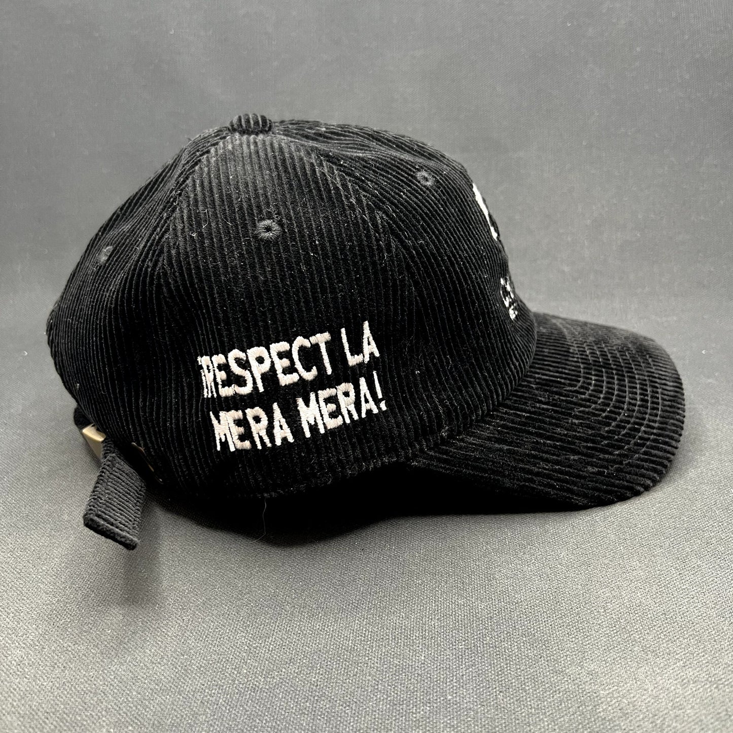 Chica~Chida Hecho en Tequila Black Corduroy Strapback Hat KBETHOS Classics NWT