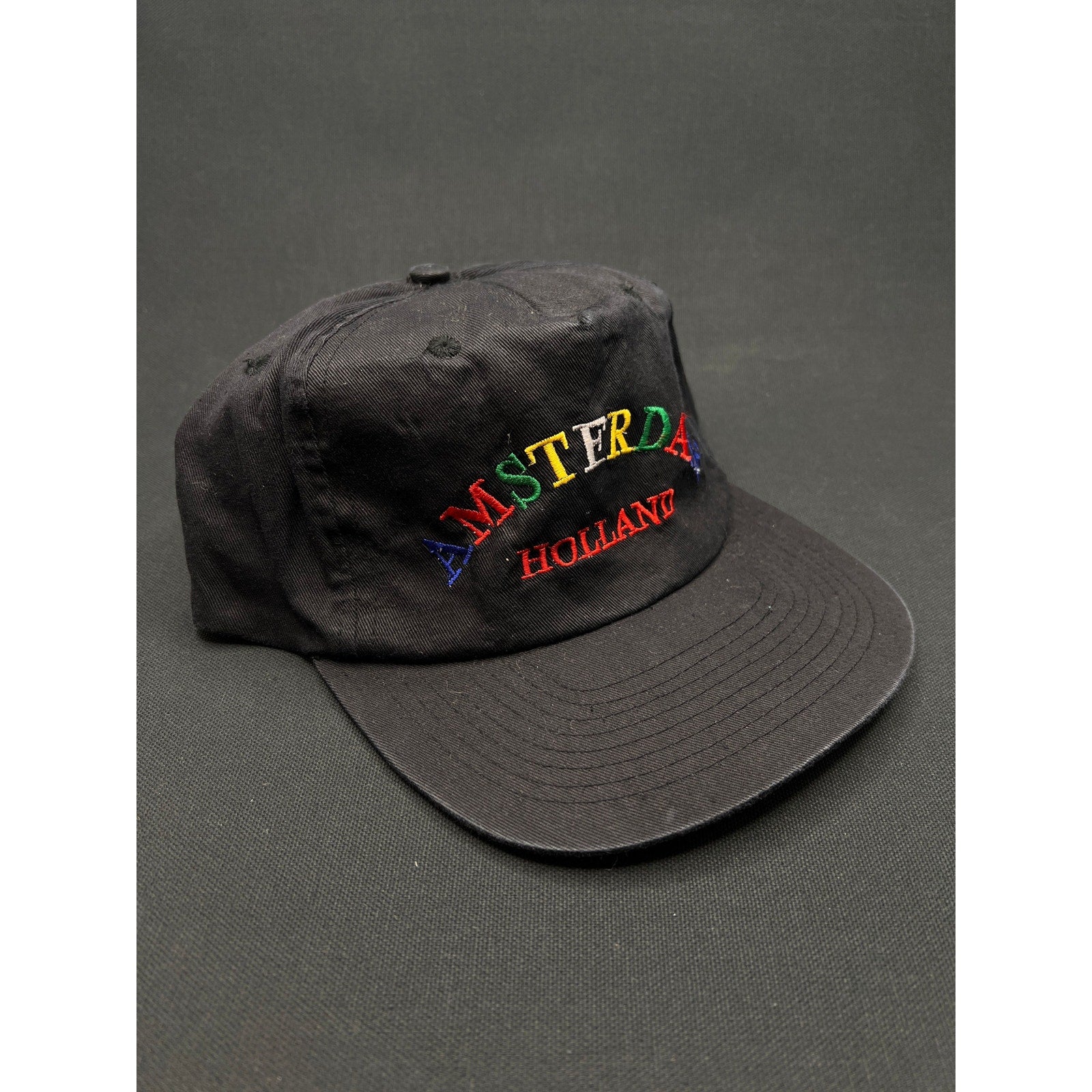 Vintage 1990s Amsterdam Holland Snapback Hat – Rainbow Embroidery, Heady Cap